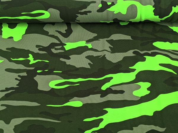 Baumwolljersey Camouflage Tarnmuster Grün